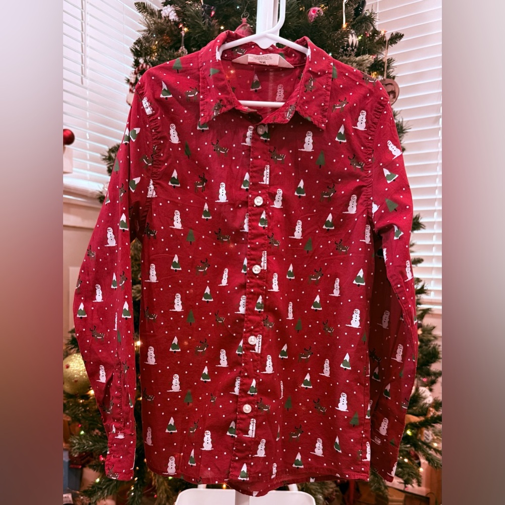 H&M Red Festive Boys Christmas Shirt 7